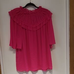 Cato Vibrant Pink Ruffle Blouse